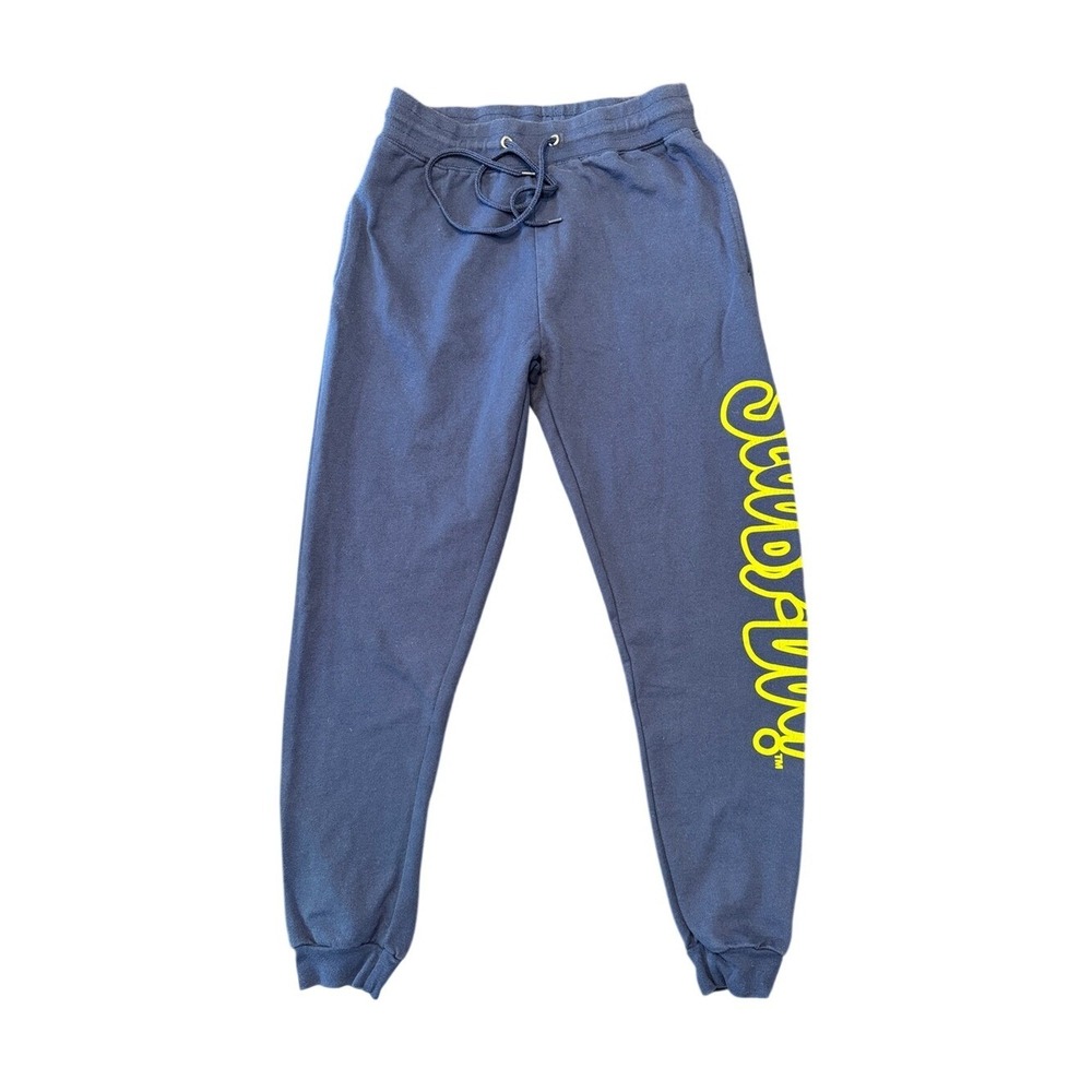 Scooby Doo Mens Navy Blue Graphic Jogger Sweatpants Size Medium Yellow‎ Logo